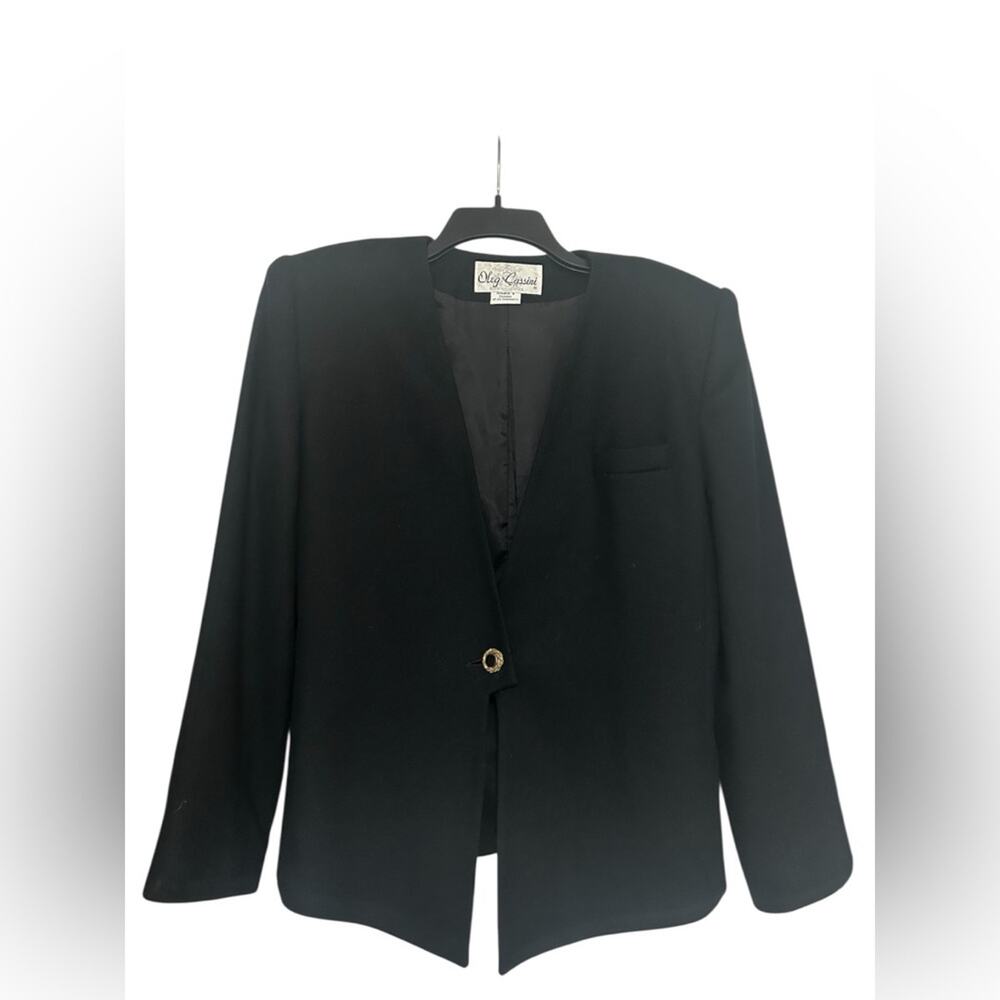 Oleg Cassini Elegant Black Women's Blazer Vintage Sleek